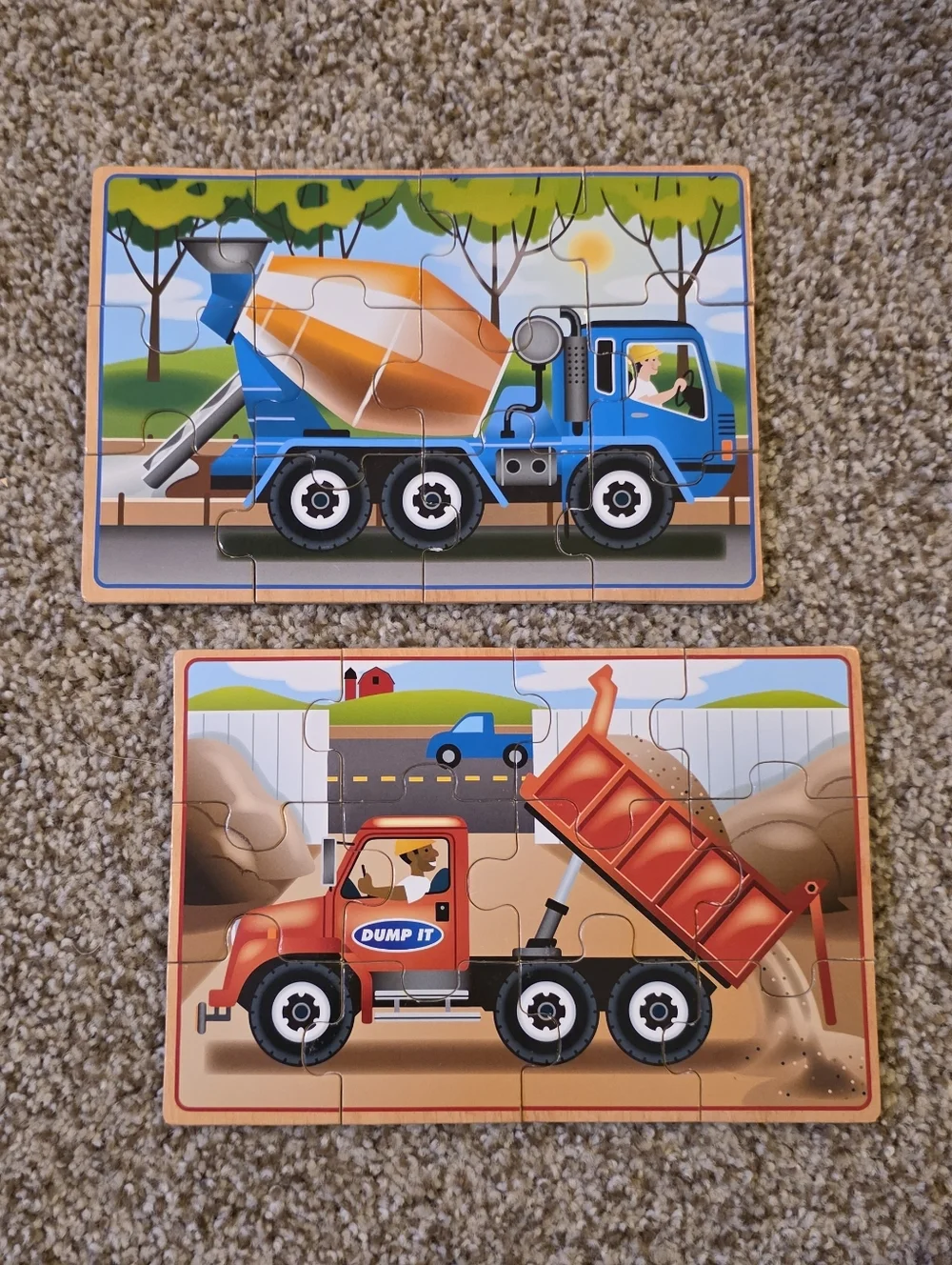Melissa & Doug 4 Construction 12 Piece & 2 Construction 24 Piece Wooden Puzzles